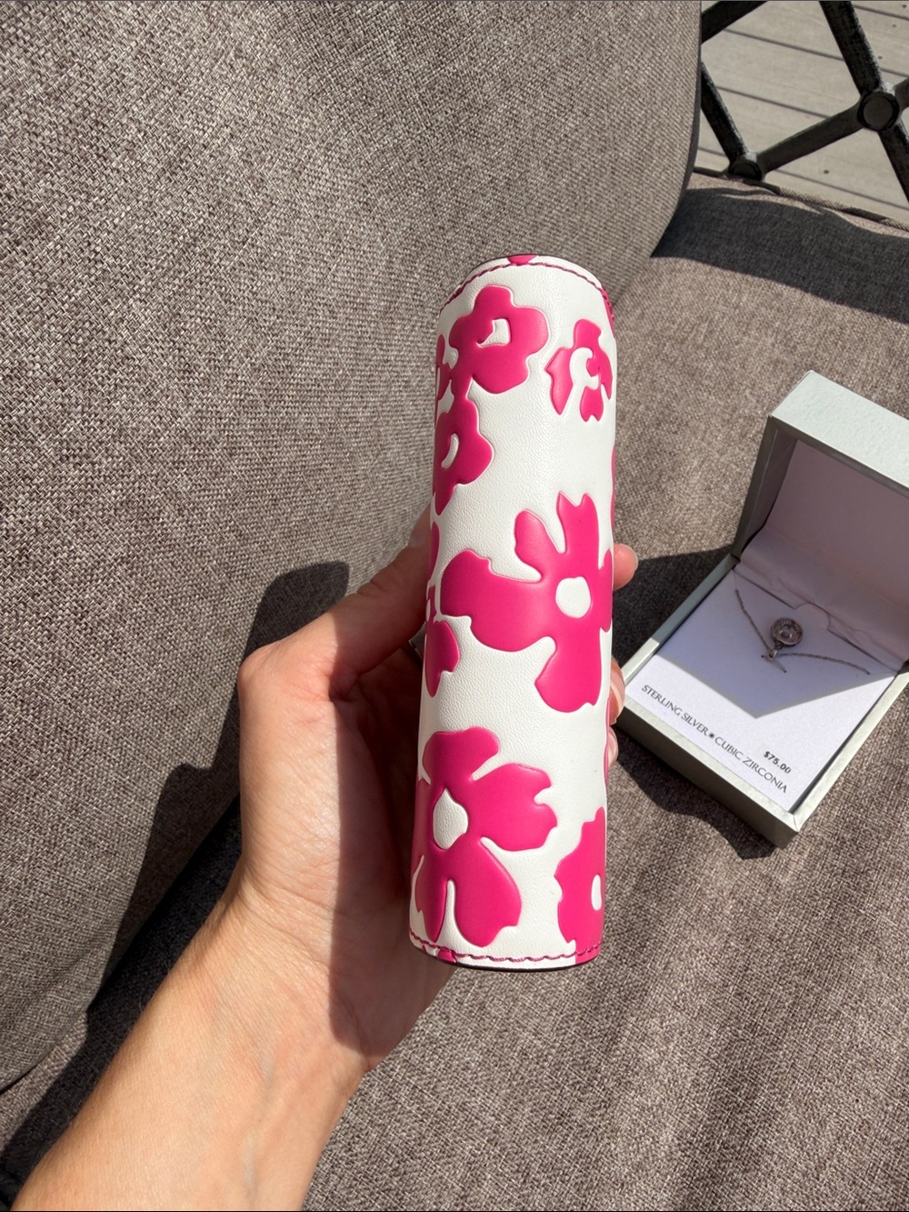 Michael Kors White & Hot Pink Floral Print Wallet & Sterling Silver CZ necklace - Picture 3 of 7